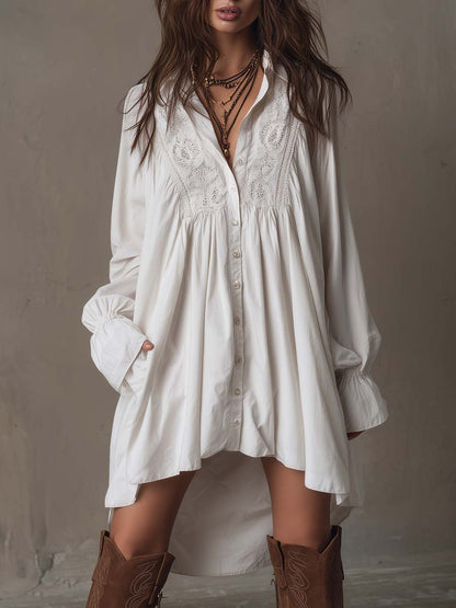 Lucia™ Lace Detail Shirt Mini Dress