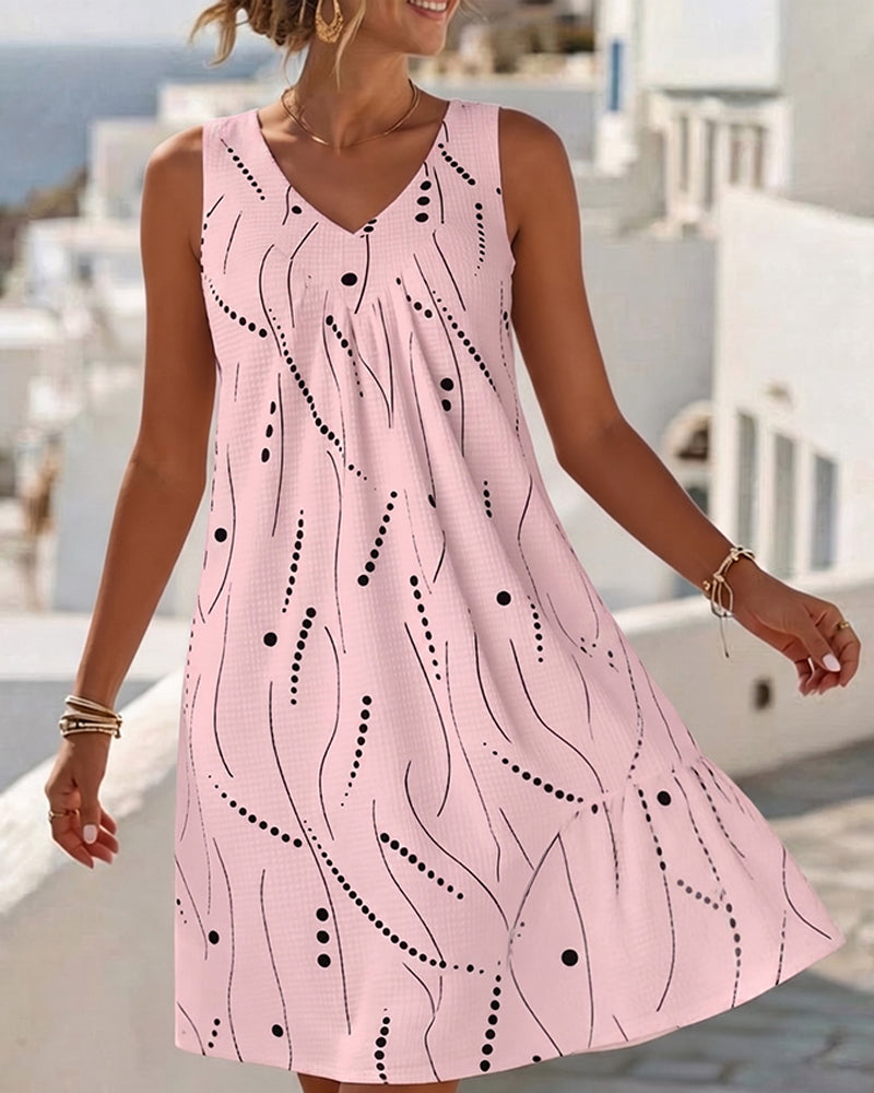 Amélie™ Patchwork V-Neck A-Line Sleeveless Dress