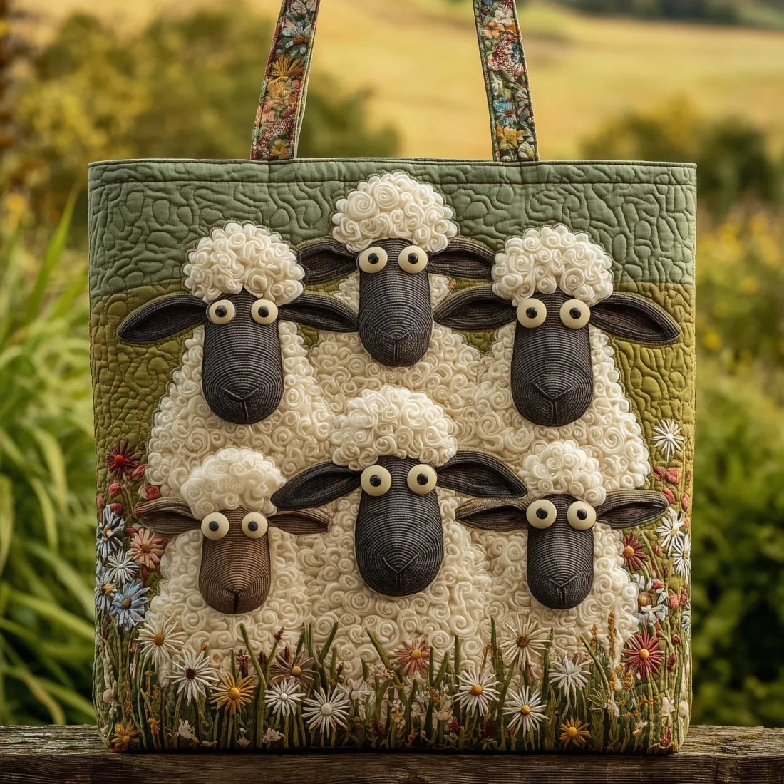 Five Sheep | Quilted Tote Bag