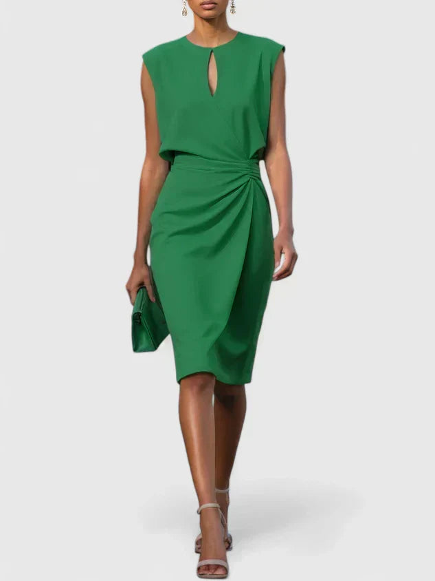 Victoria | Sleeveless Drape-Waist Midi Dress