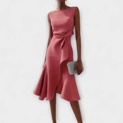 Darlene | Asymmetric Drape Midi Dress