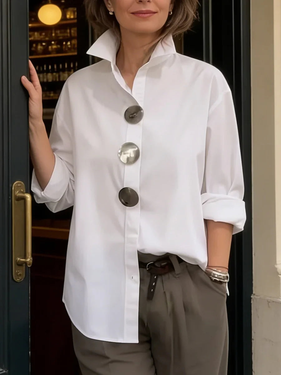 Wanda | Elegant Linen Shirt with Metal Buttons