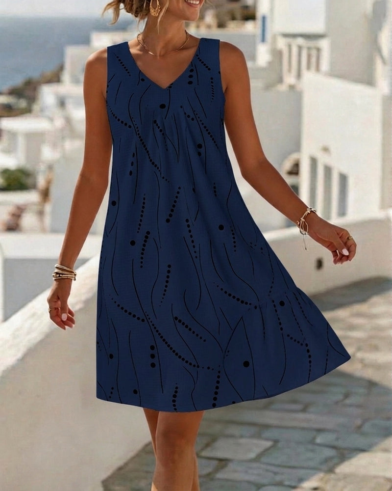 Amélie™ Patchwork V-Neck A-Line Sleeveless Dress