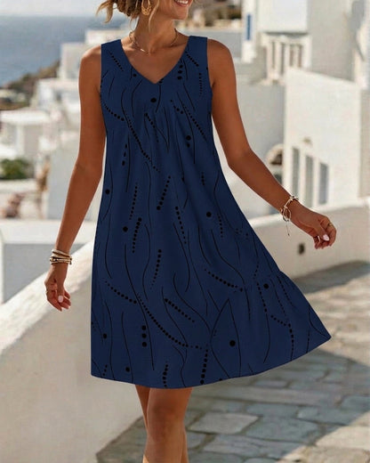 Amélie™ Patchwork V-Neck A-Line Sleeveless Dress