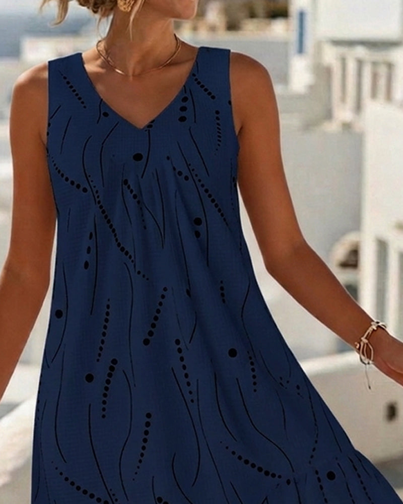 Amélie™ Patchwork V-Neck A-Line Sleeveless Dress