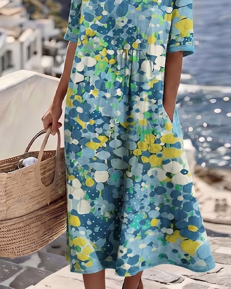 Fleurette™ Floral Print Pocket Midi Dress