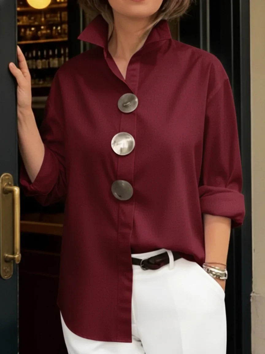 Wanda | Elegant Linen Shirt with Metal Buttons