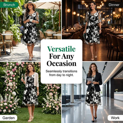 Eliza | Elegant Chiffon Dress with Floral Print