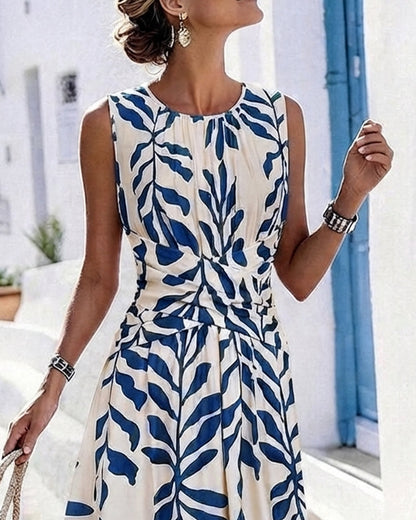 Verdana™ Green Leaf Sleeveless Maxi Dress