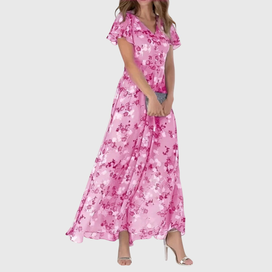 Meadow | Floral Ruffle-Sleeve Maxi Dress