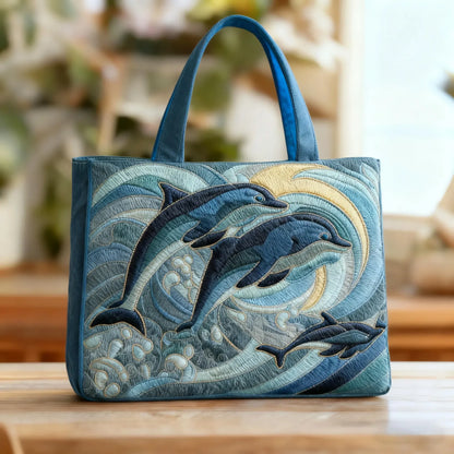 Ocean Dolphin | Quilted Tote Bag