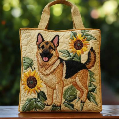 German Shepherd Floral | Quilted Tote Bag