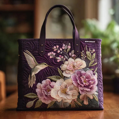 Hummingbird Orchid | Quilted Tote Bag