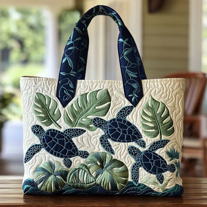 Sea Turtle Grace | Quilted Tote Bag