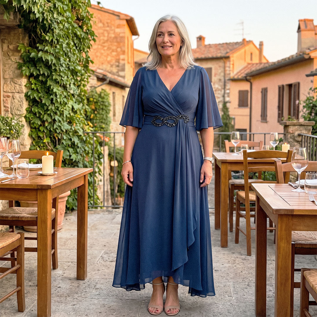 Evelyn | Airy Chiffon Maxi Dress — Elegant for Every Figure