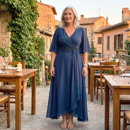 Evelyn | Airy Chiffon Maxi Dress — Elegant for Every Figure