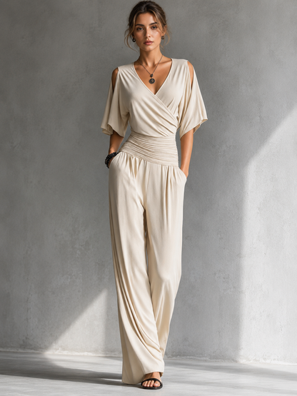 Aurora | Wide-Leg Wrap Jumpsuit