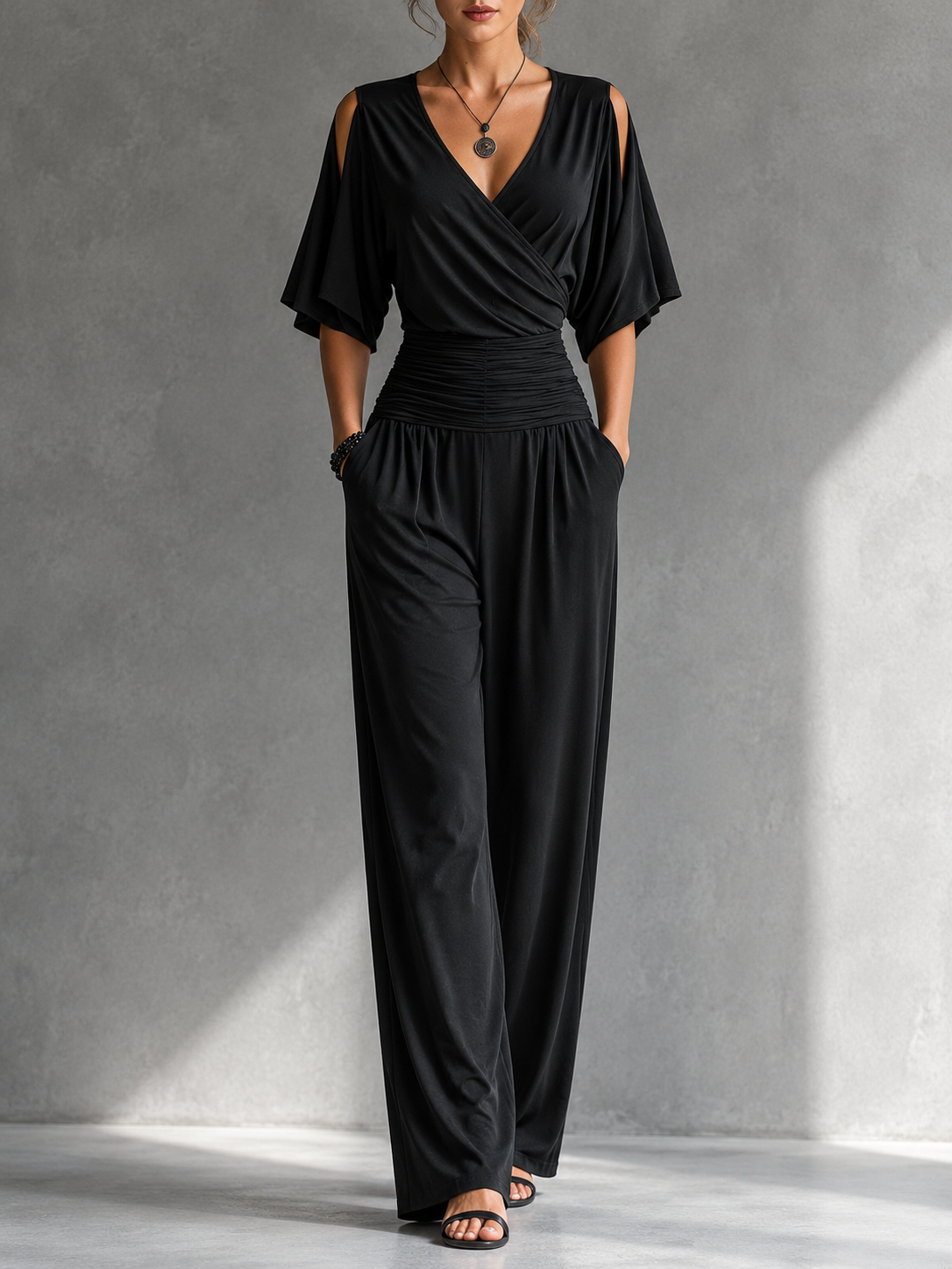 Aurora | Wide-Leg Wrap Jumpsuit