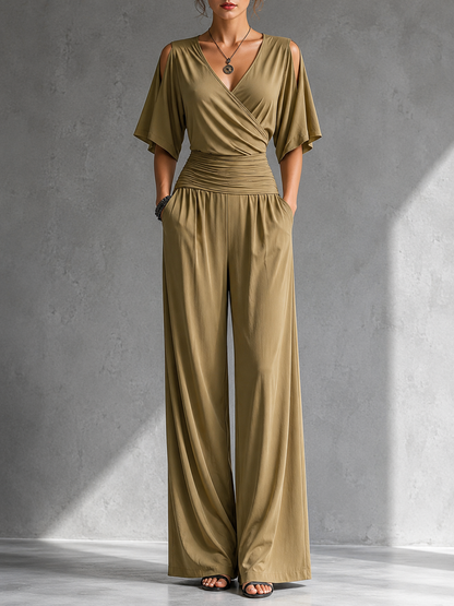 Aurora | Wide-Leg Wrap Jumpsuit