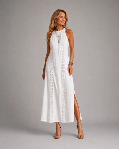 Jimena™ Embroidered Mandarin Collar Midi Dress