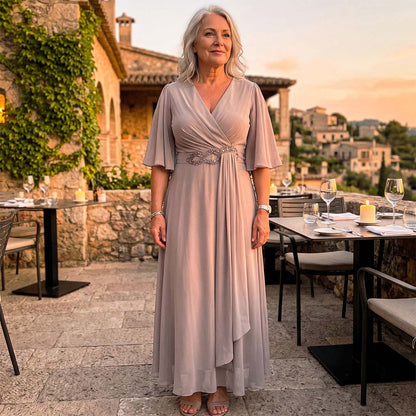 Evelyn | Airy Chiffon Maxi Dress — Elegant for Every Figure