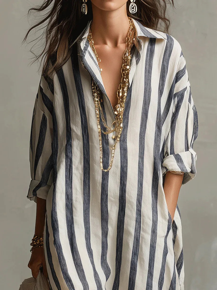 Poppy™ | Long Striped Shirt Dress