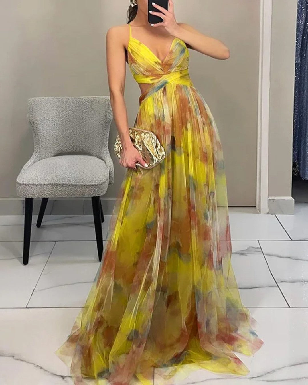 Lumière | Floral Chiffon Maxi Dress