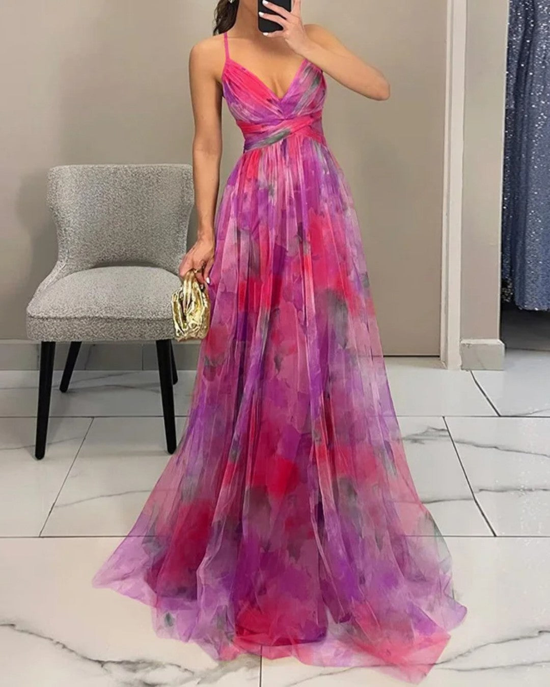 Lumière | Floral Chiffon Maxi Dress