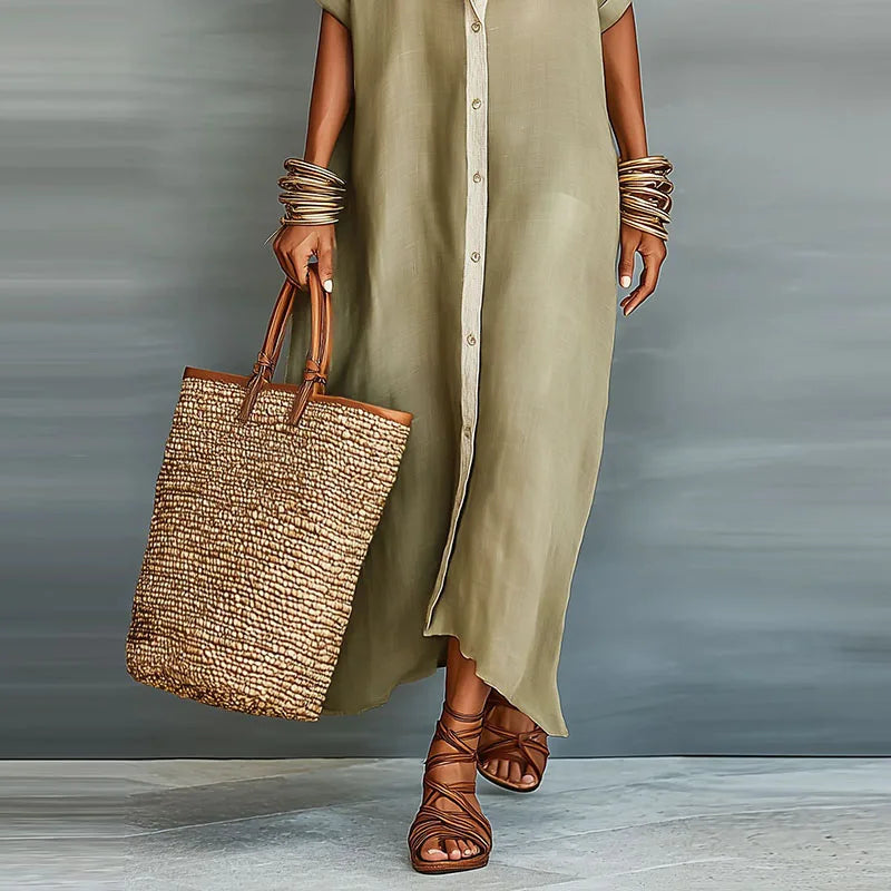 Anastasia™ | Long Button-Front Shirt Dress