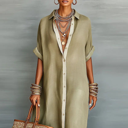 Anastasia™ | Long Button-Front Shirt Dress