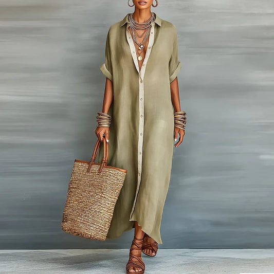 Anastasia™ | Long Button-Front Shirt Dress