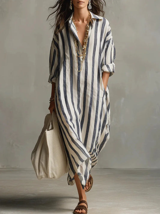 Poppy™ | Long Striped Shirt Dress