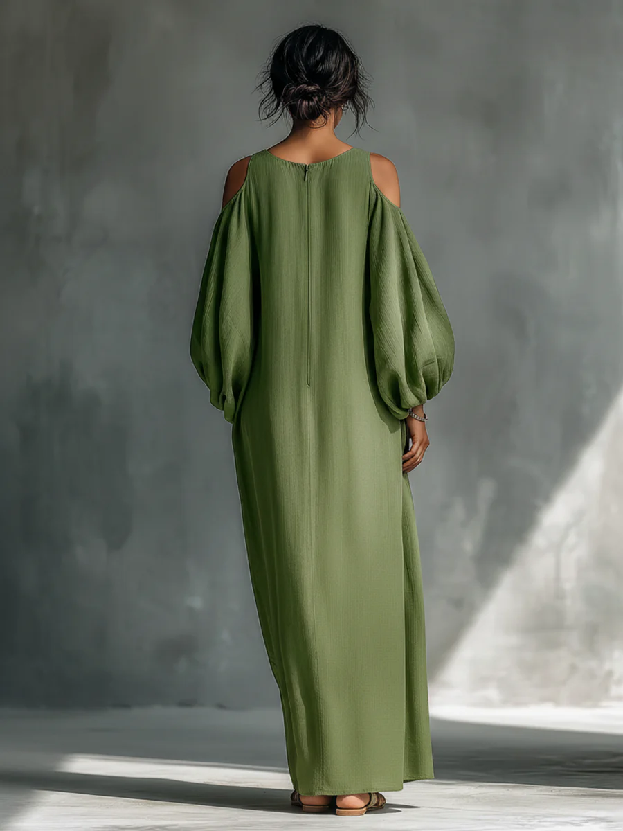 Sienna | Flowing Cold-Shoulder Maxi Dress
