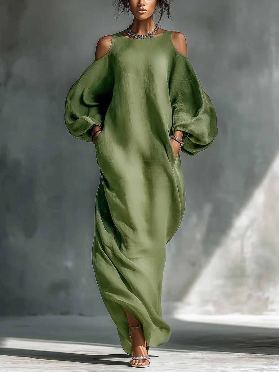 Sienna | Flowing Cold-Shoulder Maxi Dress