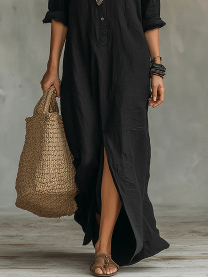 Selene™ | Relaxed Button-Front Maxi Dress