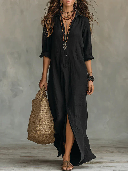 Selene™ | Relaxed Button-Front Maxi Dress
