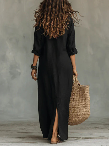 Selene™ | Relaxed Button-Front Maxi Dress