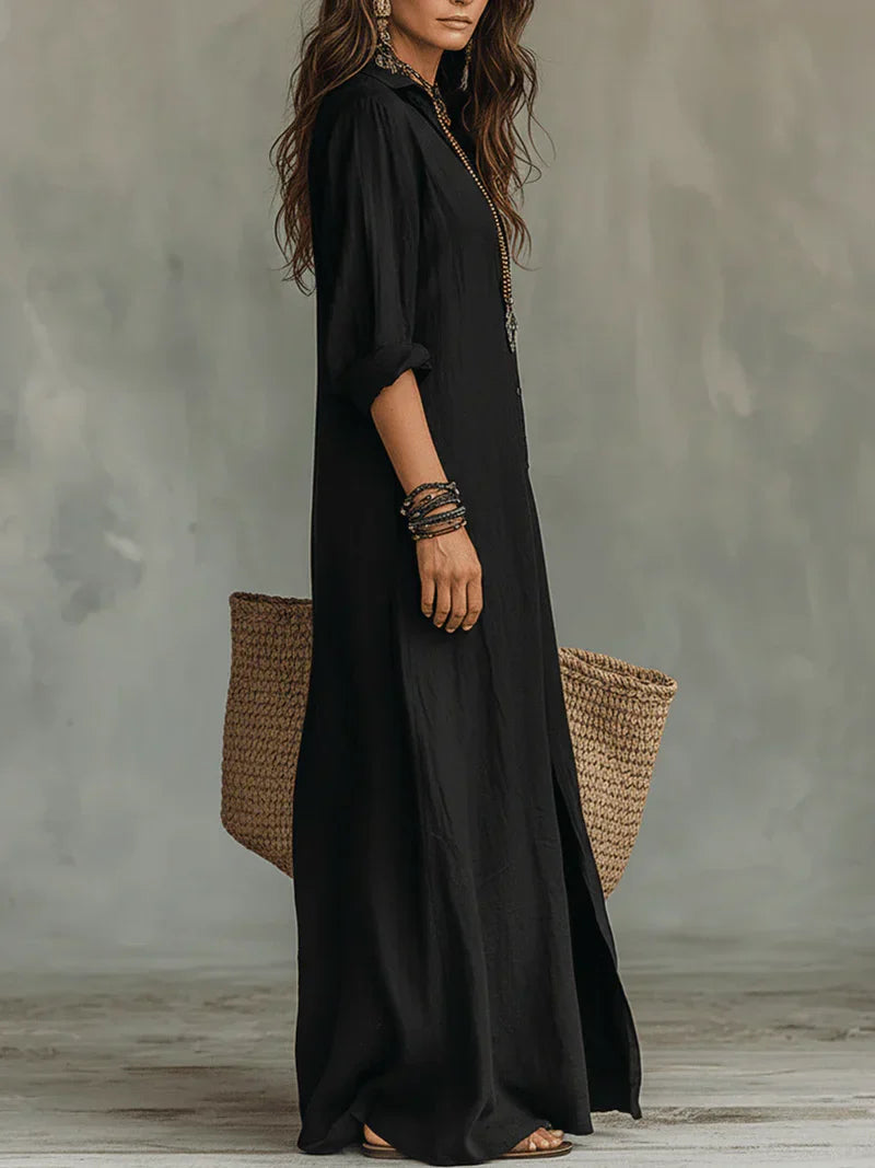 Selene™ | Relaxed Button-Front Maxi Dress