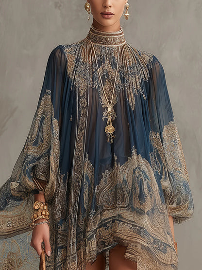 Artemisia™ Navy Baroque Print Mini Dress