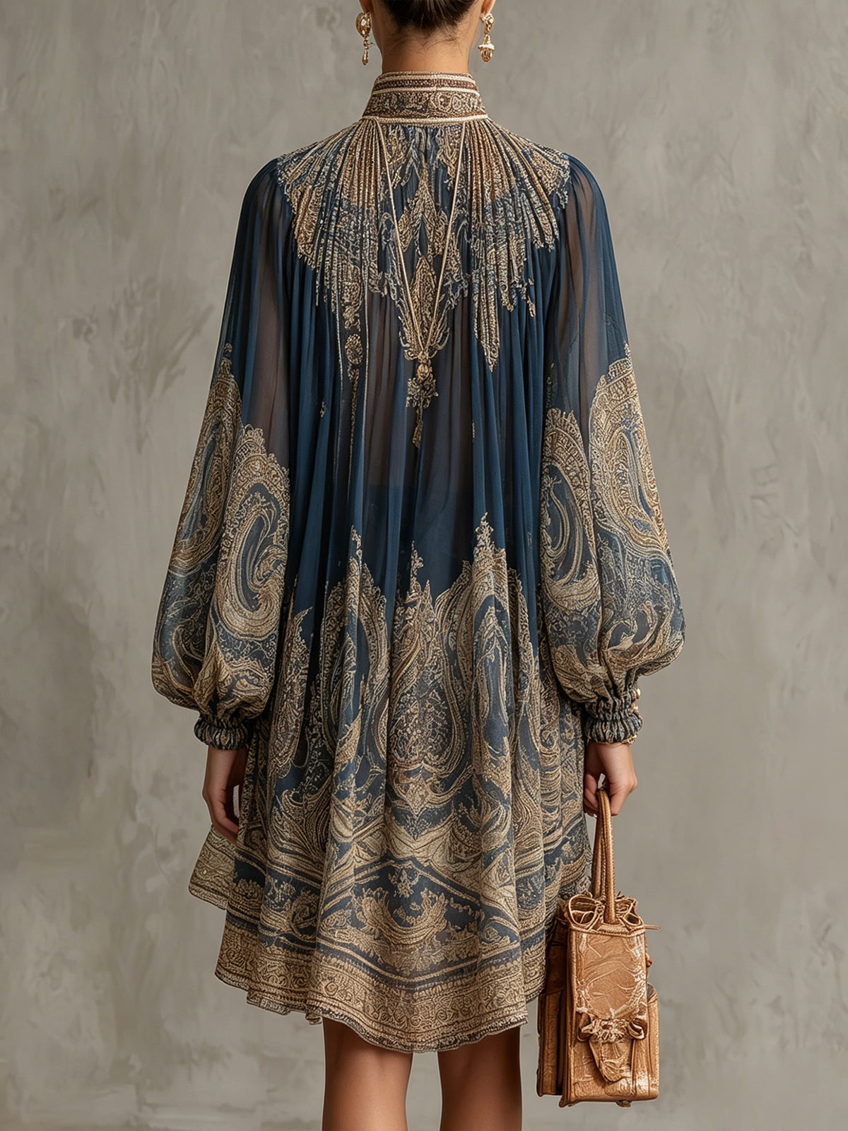 Artemisia™ Navy Baroque Print Mini Dress