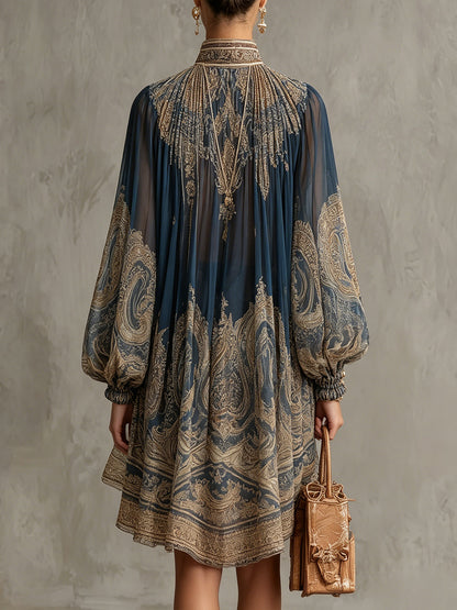 Artemisia™ Navy Baroque Print Mini Dress