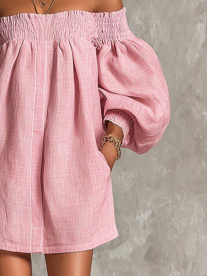 Rhoda™ Off-Shoulder Lantern Sleeve Mini Dress