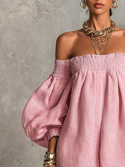 Rhoda™ Off-Shoulder Lantern Sleeve Mini Dress