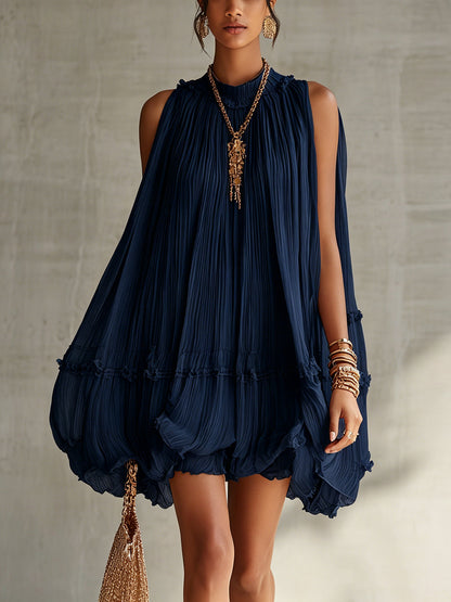Marina™ Navy Chiffon Ruffle Mini Dress