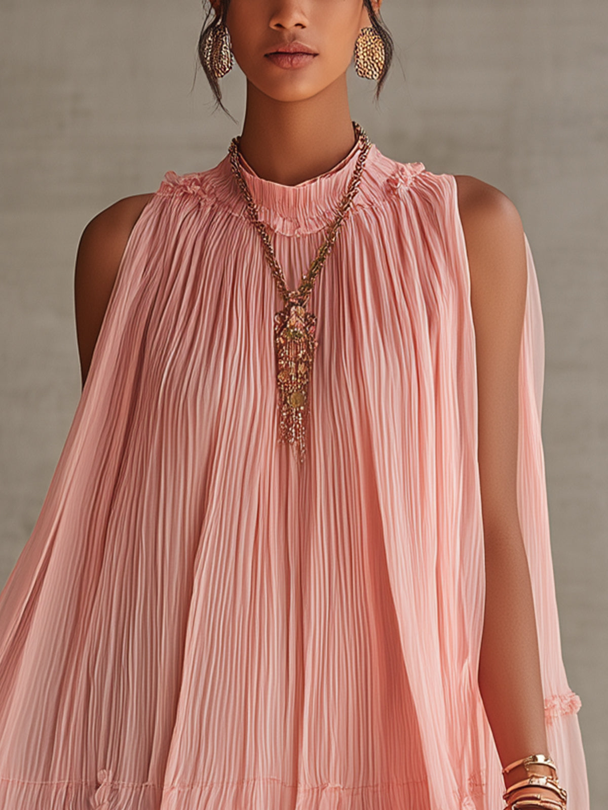 Aria™ Halter-Neck Ruffled Chiffon Mini Dress