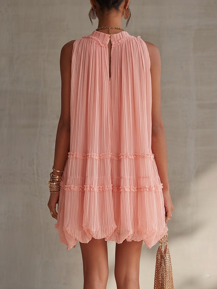 Aria™ Halter-Neck Ruffled Chiffon Mini Dress