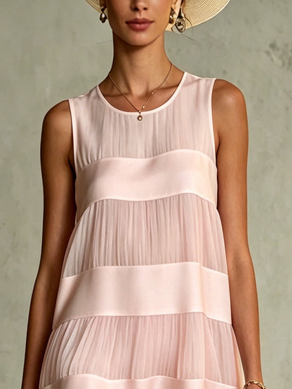 Rosalind™ Light Pink Pleated Chiffon Mini Dress