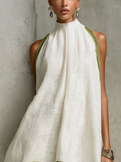 Olivia™ White Olive Floral Sleeveless Mini Dress