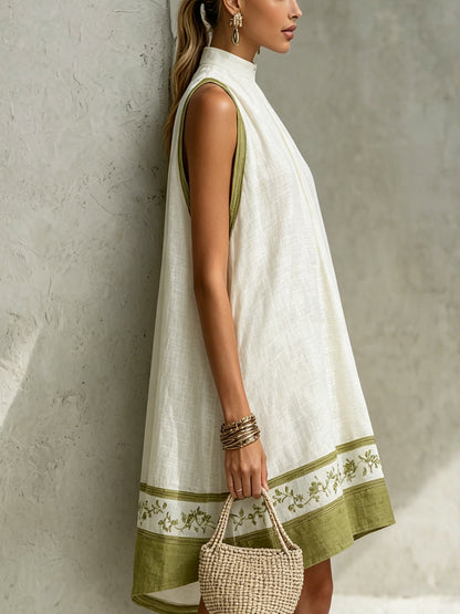 Olivia™ White Olive Floral Sleeveless Mini Dress