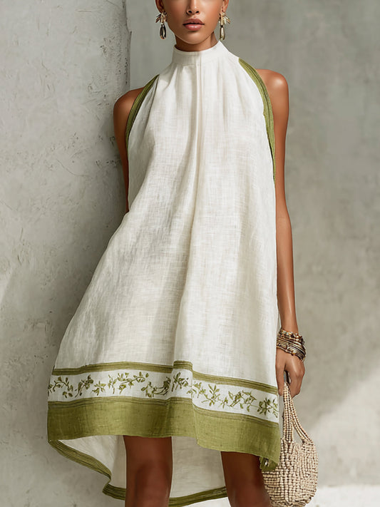 Olivia™ White Olive Floral Sleeveless Mini Dress
